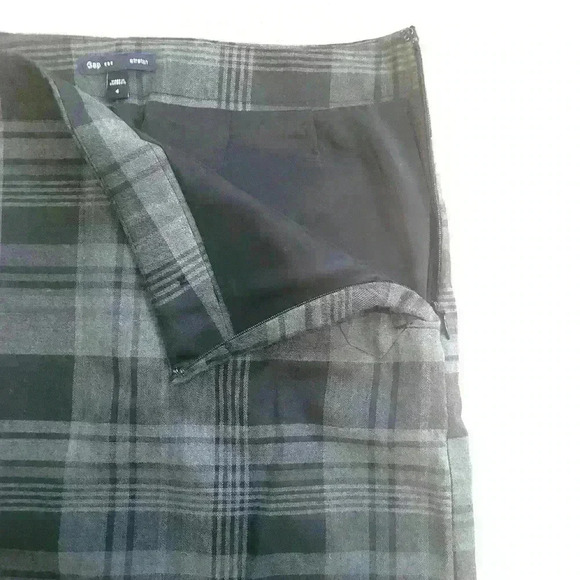 Gap Stretch Gray Black Plaid Side Zip Skirt Womens Size 4 full lined - Picture 6 of 9